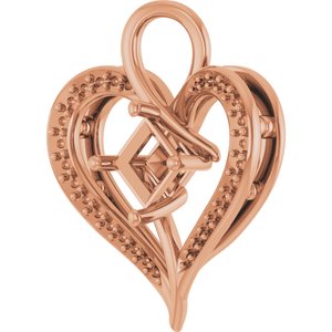 14K Rose Gold 4.5x4.5 mm Square Pendant Mounting – image 4