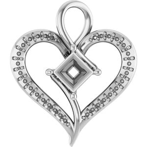 14K White Gold 4.5x4.5 mm Square Pendant Mounting – image 2