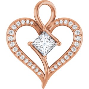 18K Rose Gold 4.5x4.5 mm Square Pendant Mounting