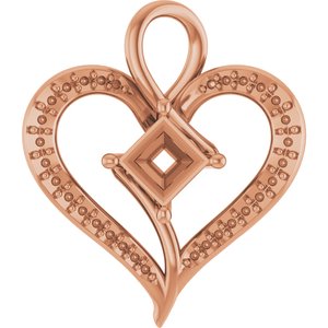 18K Rose Gold 4.5x4.5 mm Square Pendant Mounting – image 2