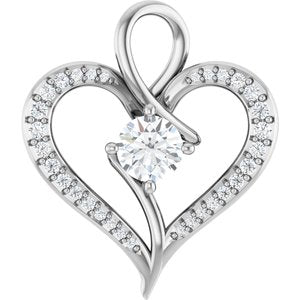 Platinum 5.2 mm Round 1/6 CTW Natural Diamond Semi-Set Pendant