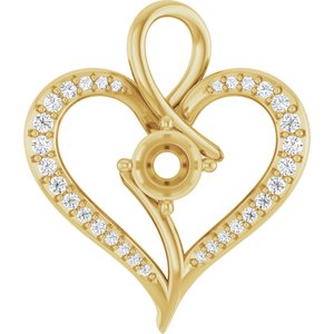14K Yellow Gold 5.2 mm Round 1/6 CTW Natural Diamond Semi-Set Pendant – image 2