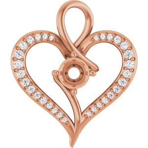 14K Rose Gold 5.2 mm Round 1/6 CTW Natural Diamond Semi-Set Pendant – image 2