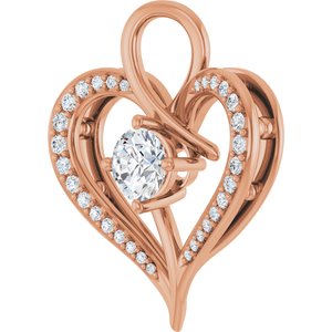 14K Rose Gold 5.2 mm Round 1/6 CTW Natural Diamond Semi-Set Pendant – image 3