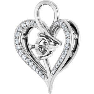 Sterling Silver 5.2 mm Round 1/6 CTW Natural Diamond Semi-Set Pendant – image 4