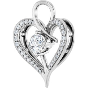 Sterling Silver 5.2 mm Round 1/6 CTW Natural Diamond Semi-Set Pendant – image 3