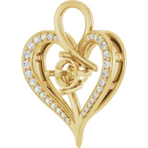 14K Yellow Gold 5.2 mm Round 1/6 CTW Natural Diamond Semi-Set Pendant – image 4