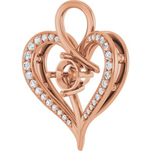 14K Rose Gold 5.2 mm Round 1/6 CTW Natural Diamond Semi-Set Pendant – image 4