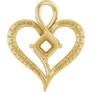 10K Yellow Gold 6x6 mm Asscher Pendant Mounting – image 2