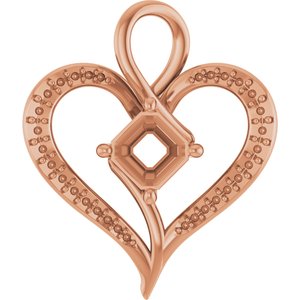 14K Rose Gold 6x6 mm Asscher Pendant Mounting – image 2