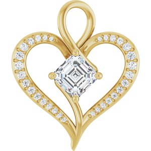 10K Yellow Gold 6x6 mm Asscher Pendant Mounting