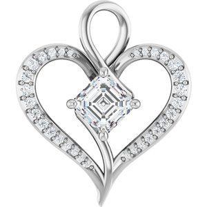 Sterling Silver 6x6 mm Asscher Pendant Mounting