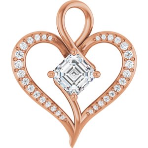 18K Rose Gold 6x6 mm Asscher Pendant Mounting