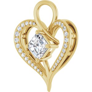 14K Yellow Gold 6x6 mm Asscher Pendant Mounting – image 3