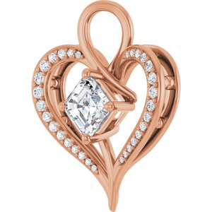 18K Rose Gold 6x6 mm Asscher Pendant Mounting – image 3