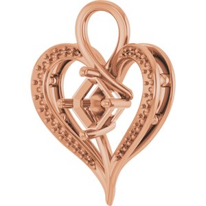 18K Rose Gold 6x6 mm Asscher Pendant Mounting – image 4
