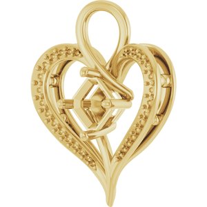 14K Yellow Gold 6x6 mm Asscher Pendant Mounting – image 4