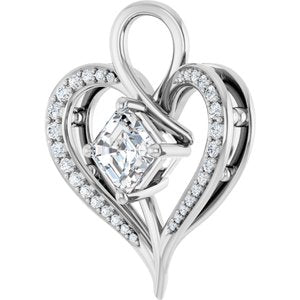 Platinum 6x6 mm Asscher Pendant Mounting – image 3