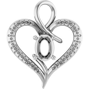 10K White Gold 8x6 mm Oval Pendant Mounting – image 2
