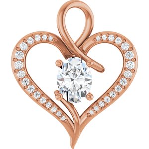 14K Rose Gold 8x6 mm Oval 1/5 CTW Natural Diamond Semi-Set Pendant