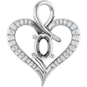 Platinum 8x6 mm Oval 1/5 CTW Natural Diamond Semi-Set Pendant – image 2