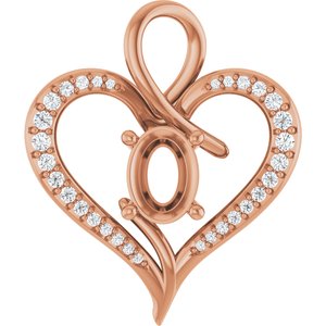 14K Rose Gold 8x6 mm Oval 1/4 CTW Lab-Grown Diamond Semi-Set Pendant – image 2