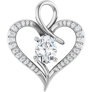 Sterling Silver 8x6 mm Oval 1/4 CTW Lab-Grown Diamond Semi-Set Pendant