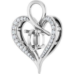 Sterling Silver 8x6 mm Oval 1/5 CTW Natural Diamond Semi-Set Pendant – image 4