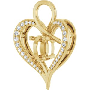 14K Yellow Gold 8x6 mm Oval 1/5 CTW Natural Diamond Semi-Set Pendant – image 4