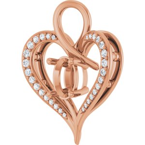 14K Rose Gold 8x6 mm Oval 1/5 CTW Natural Diamond Semi-Set Pendant – image 4
