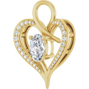 14K Yellow Gold 8x6 mm Oval 1/5 CTW Natural Diamond Semi-Set Pendant – image 3
