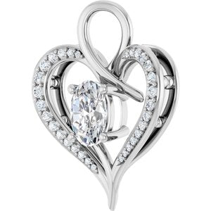 Sterling Silver 8x6 mm Oval 1/5 CTW Natural Diamond Semi-Set Pendant – image 3
