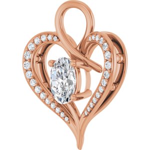 14K Rose Gold 8x6 mm Oval 1/5 CTW Natural Diamond Semi-Set Pendant – image 3