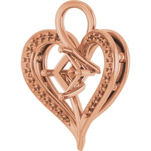 18K Rose Gold 4x4 mm Square Pendant Mounting – image 4