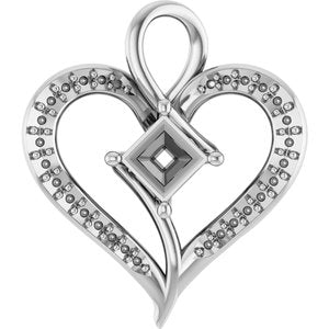 10K White Gold 4x4 mm Square Pendant Mounting – image 2