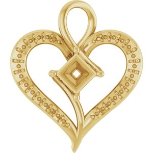 18K Yellow Gold 4x4 mm Square Pendant Mounting – image 2
