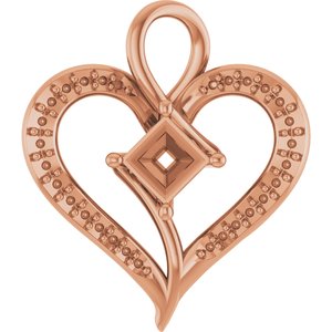 14K Rose Gold 4x4 mm Square Pendant Mounting – image 2