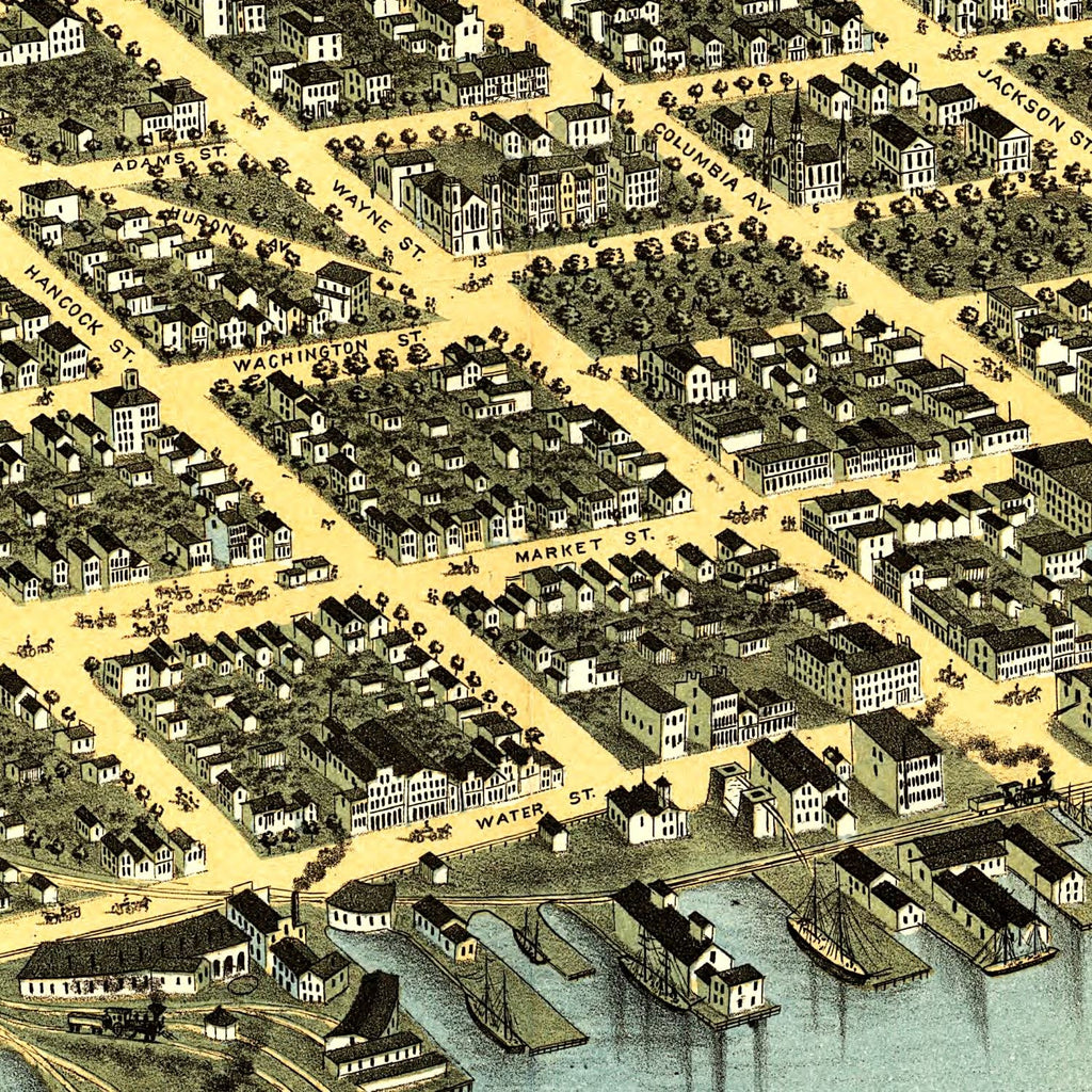 Vintage Map of Sandusky, Ohio 1870