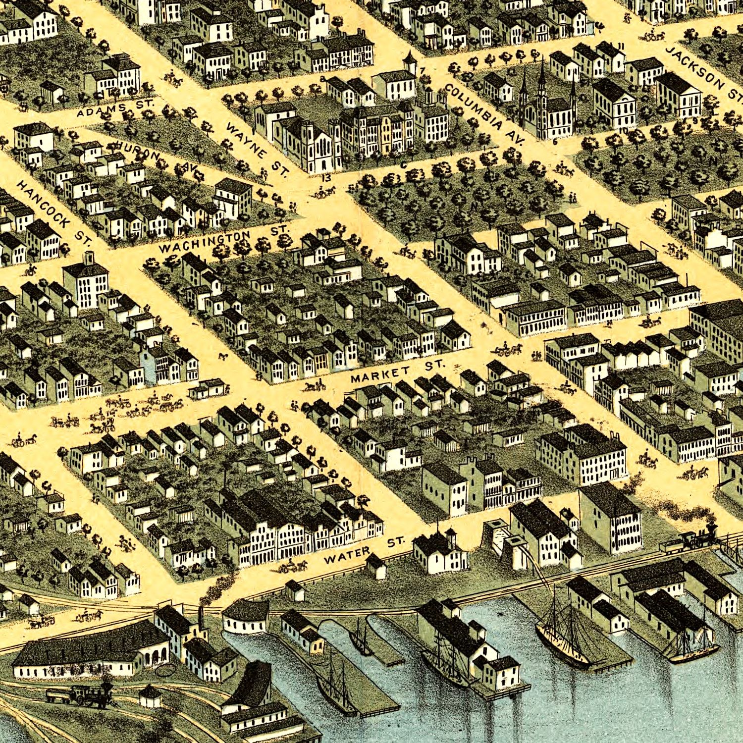 Vintage Map of Sandusky, Ohio 1870