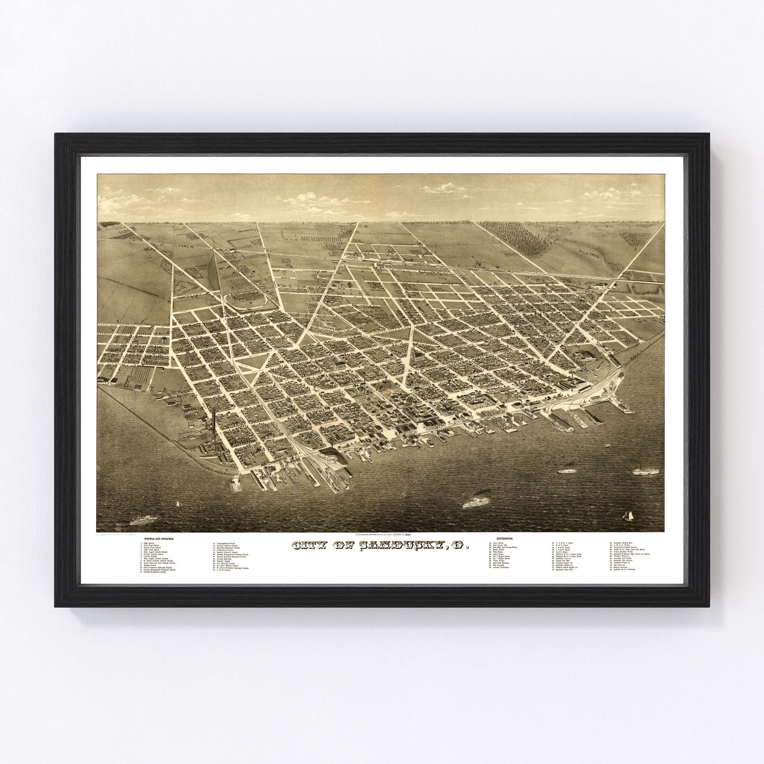 Vintage Map of Sandusky, Ohio 1883
