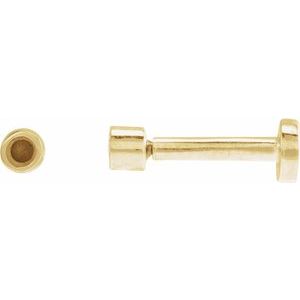 14K Yellow Gold 1.25 mm Round Bezel-Set Stud Earring Mounting
