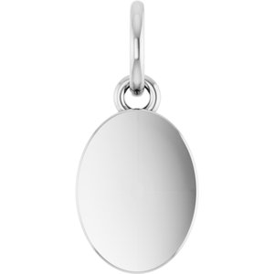 14K White Gold Engravable Oval Pendant