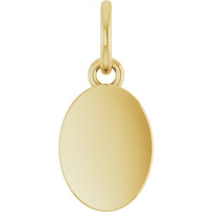 14K Yellow Gold Engravable Oval Pendant