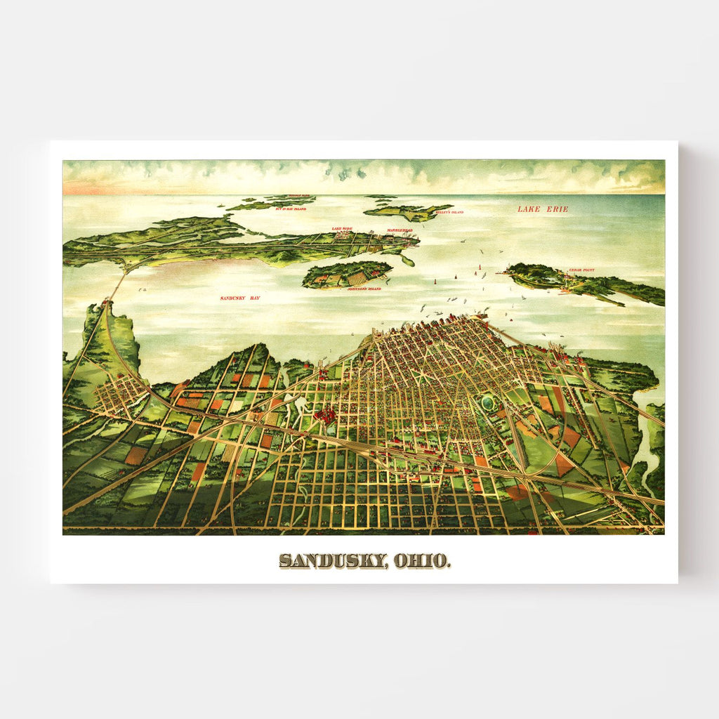 Vintage Map of Sandusky, Ohio 1898
