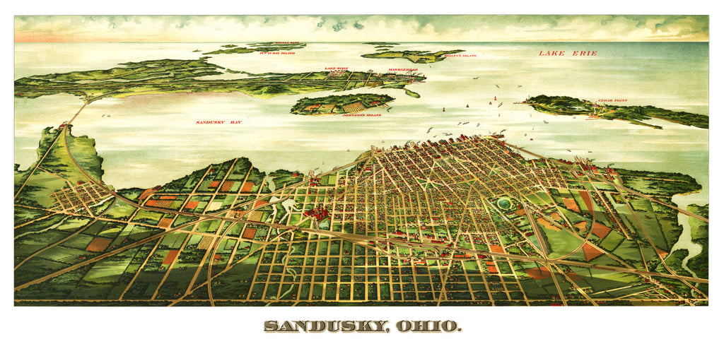 Vintage Map of Sandusky, Ohio 1898