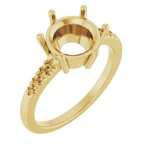 18K Yellow Gold 9 mm Round Ring Mounting – image 2