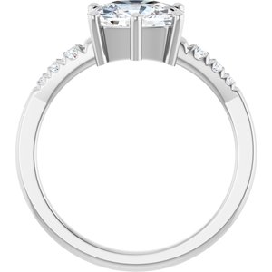 10K White Gold 8.5x6.5 mm Elongated Cushion Ring Mounting – image 3