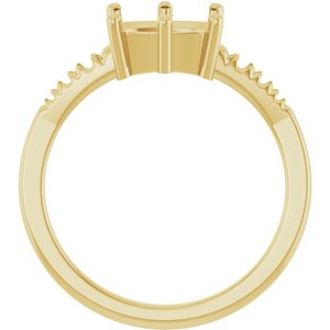 14K Yellow Gold 8.5x6.5 mm Elongated Cushion Ring Mounting – image 4