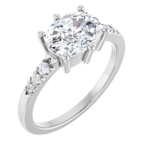 10K White Gold 8.5x6.5 mm Elongated Cushion Ring Mounting