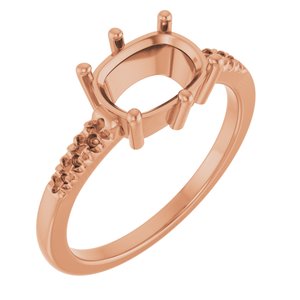 18K Rose Gold 8.5x6.5 mm Elongated Cushion Ring Mounting – image 2